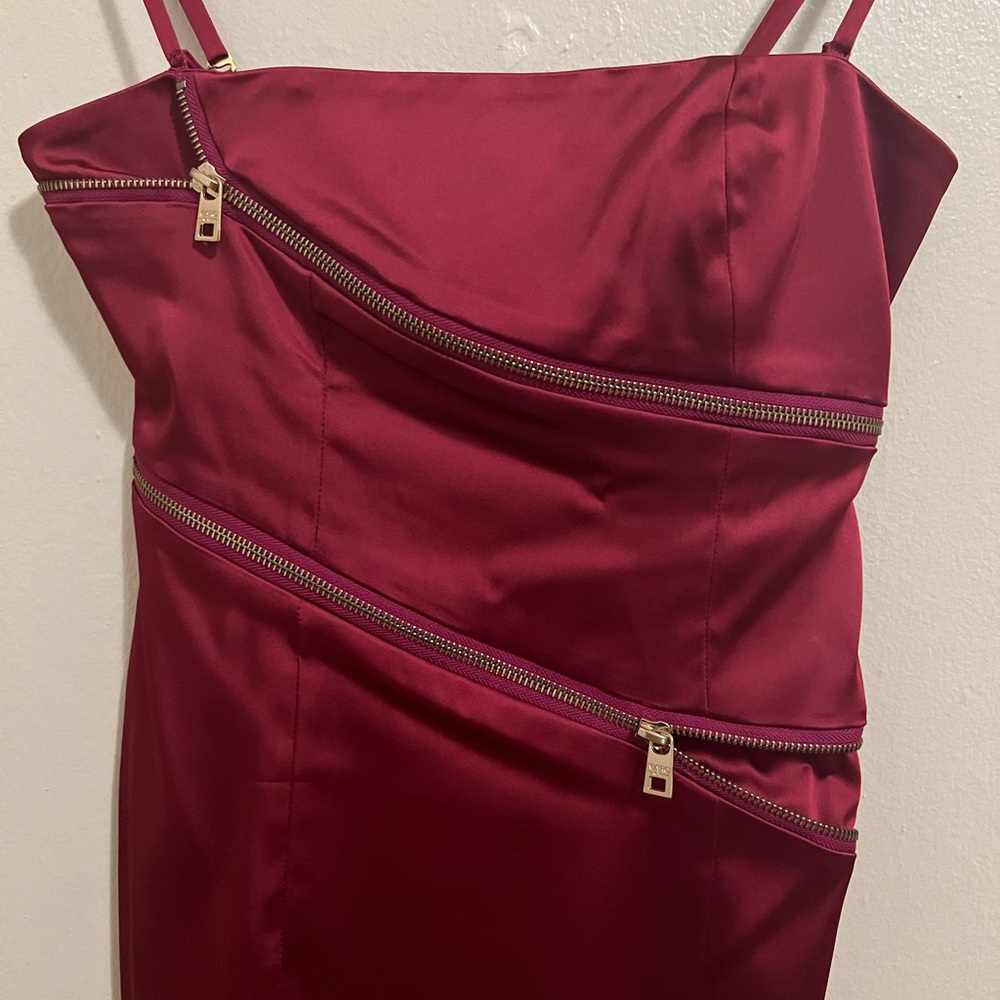 Andrew Marc Red Dress, Spaghetti Strap Zippered Dress, Size 2